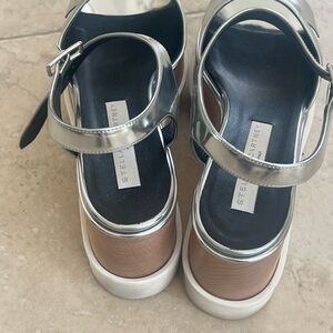 Silver Stella McCartney wedges. Worn once.